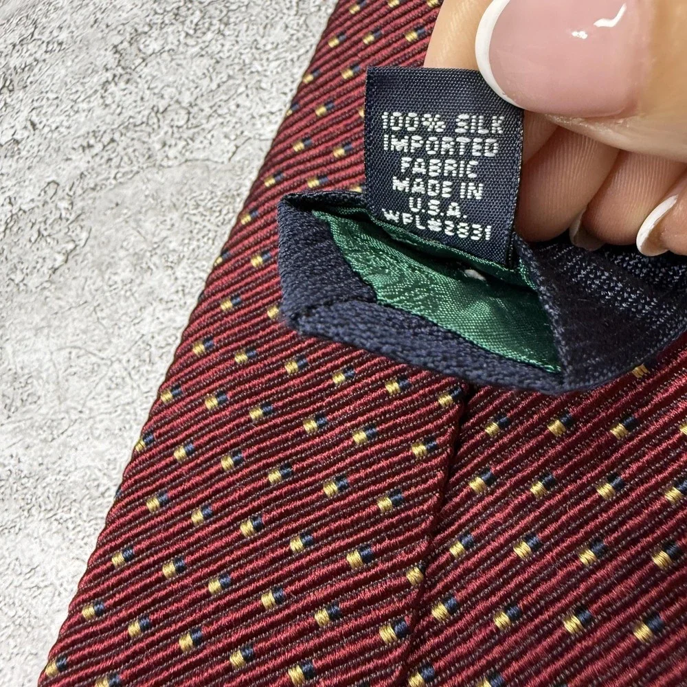 Tommy Hilfiger Silk Tie Mens One Size‎ Red Polka Dot Made In USA Necktie